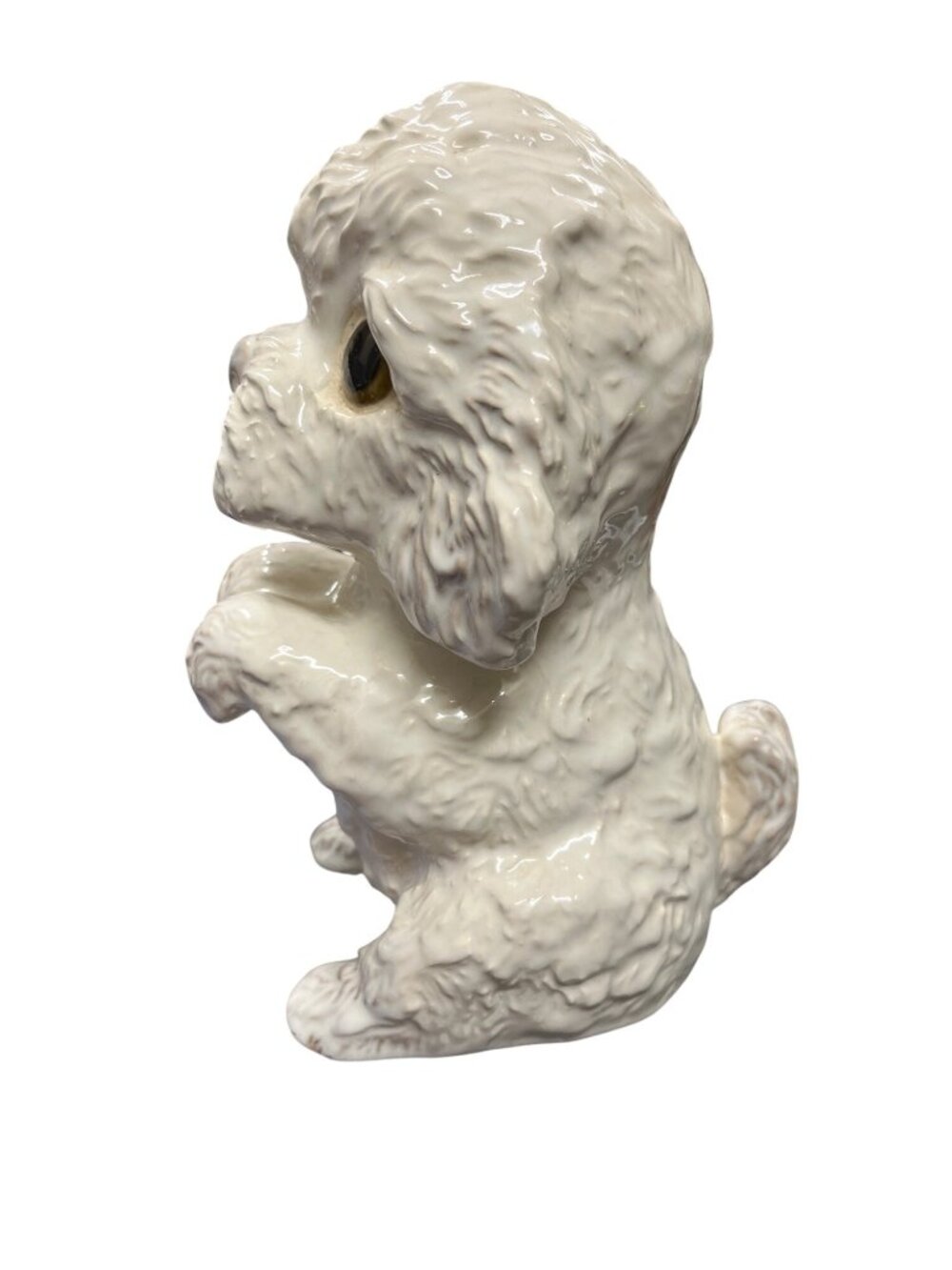 USA VTG big eyes ceramic white poodle puppy statute figurine SKU 10-220 - Picture 2 of 11